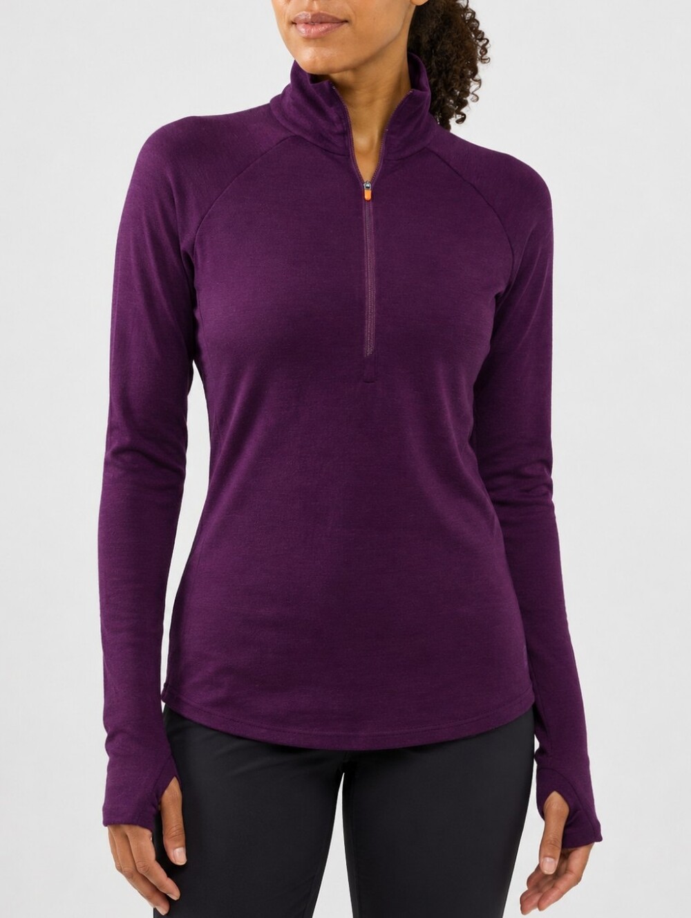 MEC Merino T3 Zip-T 100% Merino Wool Quarter Zip Base Layer Burgundy Plum S